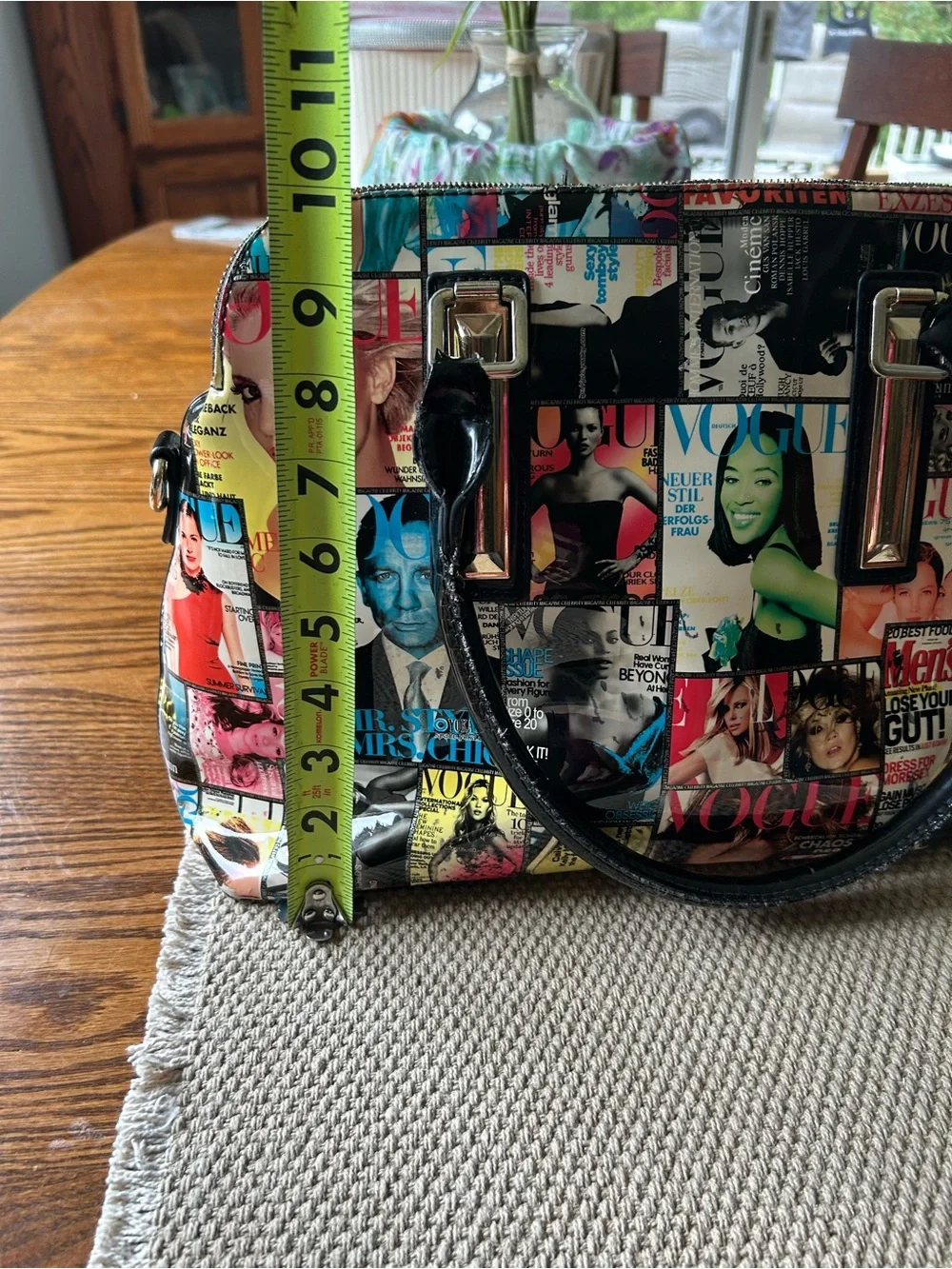 Glossy Multicolor Magazine-Print Shoulder Bag